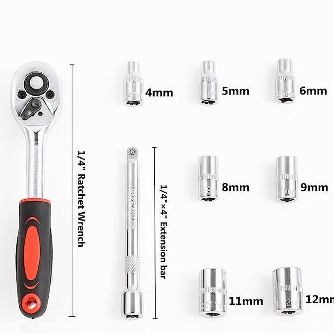 12-Piece%201/4"%20Ratchet%20Socket%20Wrench%20Set,%20Drive%20Socket%20Set%20of%2010%204-13mm%20Socket%20Quick%20Release%20Ratchet%20Handles%20and%20Extensions%20-%20Image%205