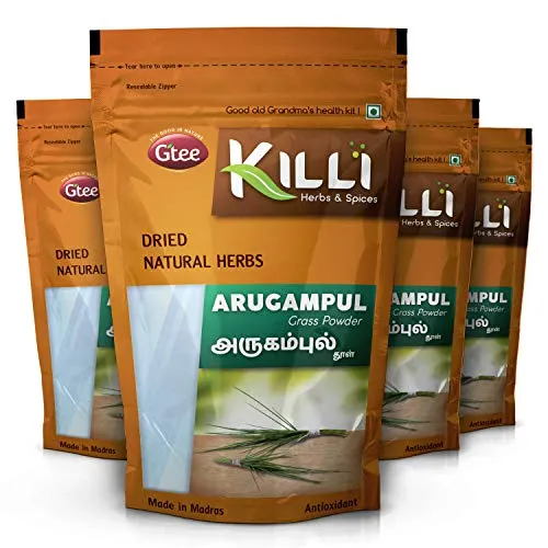 KILLI Bermuda | Arugampul | Cynodon dactylon | Doob Grass Powder, 100g (Pack of 4) (FROM INDIA) JEZ
