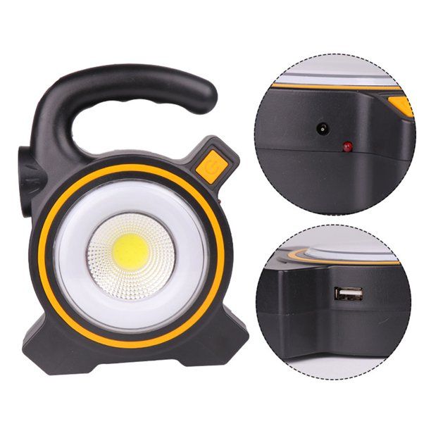 Solar Cob Work Portable Light - Black & White 1PCs Portable COB Work Lamp LED Lantern Waterproof Solar Charging Emergency Spotlight Rechargeable Floodlight for Outdoor Hiking Camping Light