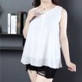 2024 Summer Double-Layer Chiffon Camisole Women's Inner Loose Chiffon Shirt Women's Sleeveless Blouse plus Size Outer Wear Underwear. 