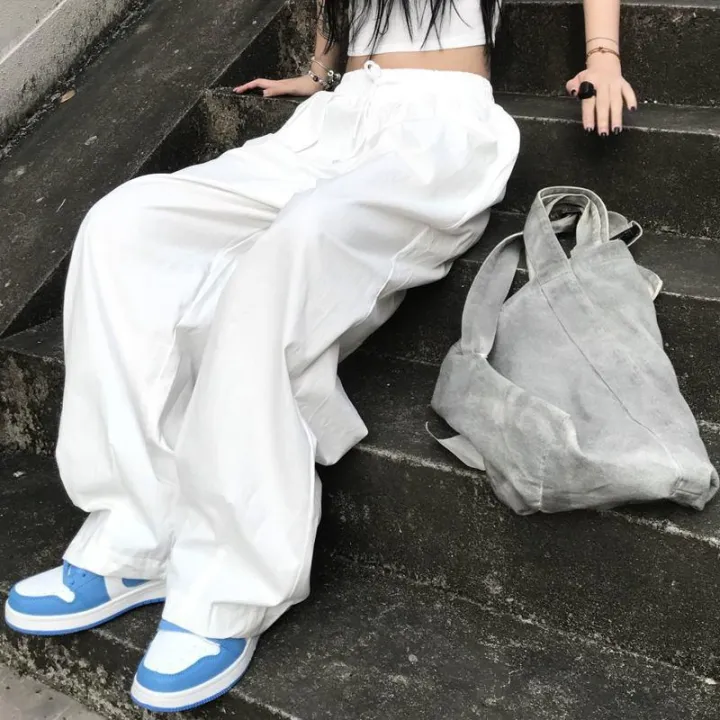 White%20Pants%20Overalls%20Casual%20Mopping%20Trousers%20Women's%20Spring%20and%20Autumn%20Straight%20Wide%20Leg%20Pants%20Loose%20Sports%20High%20Waist%20-%20Image%203