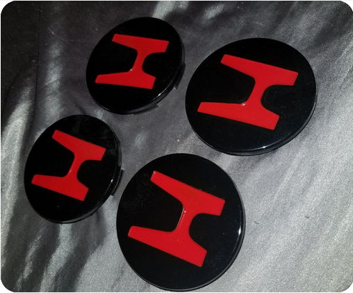 Set%20of%204%20HONDA%20Alloy%20Wheels%20Centre%20Hub%20Caps%2066mm%20Cover%20BLACK%20RED%20Logo%20Badge%20-%20Image%203