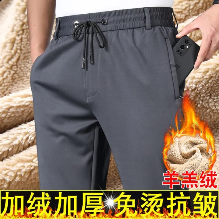 Fleece-Lined%20Thickened%20Men's%20Pants%20Elastic%20High%20Waist%20Casual%20Pants%20High%20Elastic%20Non-Ironing%20Straight-Leg%20Trousers%20Thick%20Casual%20Pants%20-%20Image%208