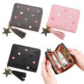 Cute design Women small wallet Stylish Small-sized Zipper closure Ladies mini tassel wallet with tassel PU leather material Cute girl short zipper wallet for Daily use Travel Parties Girls' night out. 