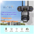 12MP 3-Lens Panorama 4G SIM / WiFi Outdoor Security Camera | PTZ IP CCTV with AI Human Detection, 360° View & HD Infrared Night Vision. 