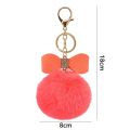 【HOT】 Creative Faux Fur Pom Pom Keychain Women Girls Bag Pendant Rhinestone Pu Leather Bow Keyring For Wallet Accessory. 