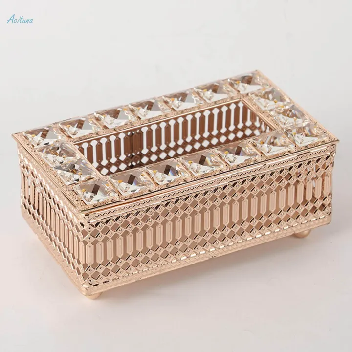 Crystal%20Tissue%20Box%20Cover%20Decorative%20Paper%20Box%20for%20Bedroom%20Dresser%20Dining%20Golden%20-%20Image%206