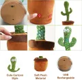 Dancing Cactus Talking Plush Toy with Singing & Recording Function - Repeat What You Say - Pack of 1, Rechargeable Cable Included. 