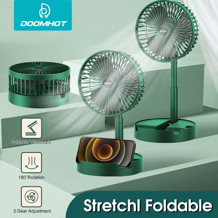 DoomHot Rechargeable Fan Mini Electric Foldable Telescopic Fan Low Noise Portable Folding Small Desktop Fan High Batt-ery Life USB Rechargeable Floor Fan For Student Dormitory Home Outdoor Camping Office
