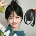 Women Girl Bangs Natural Wispy Round Face French Style Bangs Forehead Hair Extensions Side Fringe Wig Hairpieces 1Pcs. 