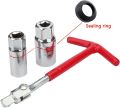 T-handle Universal Joint Spark Plug Socket Wrench 16mm(5/8") and 21mm(13/16") Remover Installer Tool Kit. 