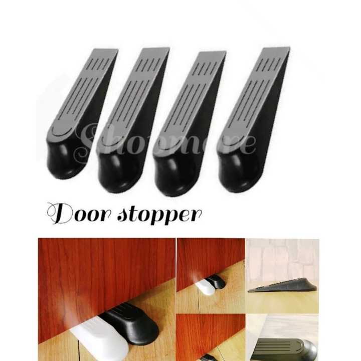 4pcs Set Black Door Stopper Easily Wedges Door Gaps 4 Pack