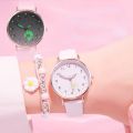 Women Fashion Casual Leather Belt Small Daisies Watches /Simple Ladies Dress Small Dial Quartz Clock Watches. 