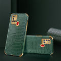 lthmy for Samsung Galaxy A21s Phone Case Leather Crocodile Pattern Plating Soft TPU Shockproof Anti-scratch Four Corners 360 Degree Protection Back Cover. 