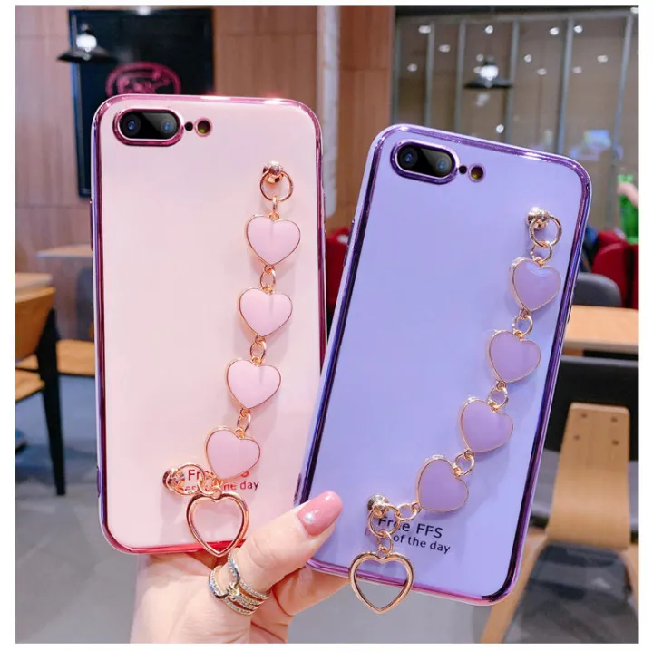 For%20iPhone%208%20Plus%20/%20iPhone%207%20Plus%20Back%20Cover%20+%20Love%20Heart%20Wristband%20Luxury%20Glossy%20Shiny%20Plating%20Bumper%20Ladies%20Case%20Soft%20Silicone%20Protective%20Phone%20Cases%20-%20Image%208