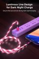 3 in One USLION Luminous Glow Flowing Led Magnetic Cable Fast Charging With lightning & Micro USB & Type C Cable. 