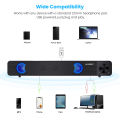 ELEGIANT Mini Wired Soundbar Stereo USB Powered Computer Speakers LED Light Volume Control With Mic for TV PC Tablets Desktop Projector. 