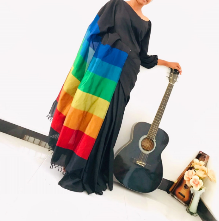 Women%20Half%20cotton%20Handloom%20Saree/%20Office%20Sari/%20Ladies%20New%20FashionBlack%20With%20Rainbow%20Colours%20Saree%20-%20Image%203