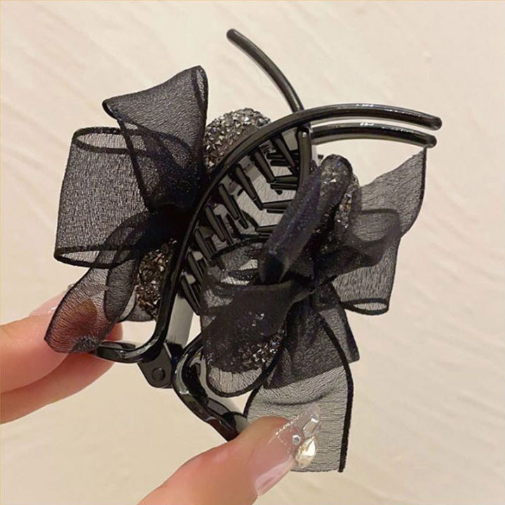 Lace%20Mesh%20Bow%20Hair%20Clip%20for%20Women%20Shiny%20Rhinestones%20High%20Ponytail%20Hairstyle%20Hold%20Hairpins%20Simple%20Elegant%20Korean%20Style%20Female%20Hair%20Accessories%20-%20Image%205