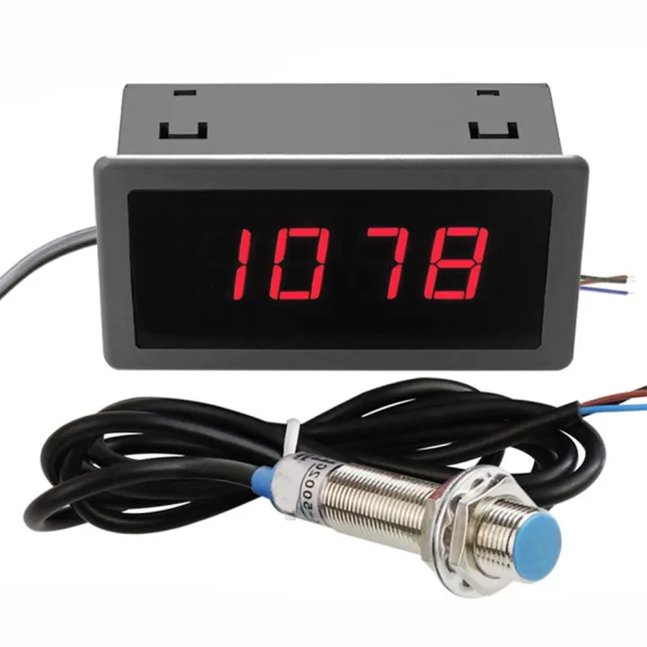 Mini AC 110V-230V Digital LED Motor Tachometer Red 4 Digit RPM Speed ...