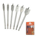 Wood Flat Drill Bit Set - Hex Shank Spade Boring - 6 Pieces. 