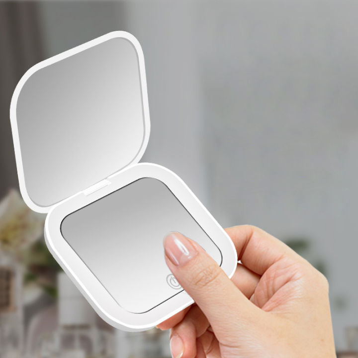 Compact%20Small%20Mini%20Gift%20Vanity%20Table%20Folding%20Led%20Lights%20Portable%20Hand%20Held%20Pocket%20Makeup%20Mirror%202X%20magnifying%20-%20Image%202