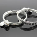 Baby Silver Plated Adjustable Embossing Bell Bangle Jewelry. 