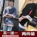 Hong Kong Style Men's Short SleeveTSummer Korean Style Student T-shirt Boys7Men's Hip Hop Half Sleeve Top. 