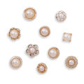 10pcs/lot Imitation Pearl Circle Brooch Pins Button Women Trendy Metal Sweater Collar Hijab Pin Brooch Jewelry Accessories. 