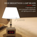 Auoyo Rechargeable LED Table Lamp   Bed Night Light with Clock 10 Level Brightness Desk Lamp for Reading Working Studying. 
