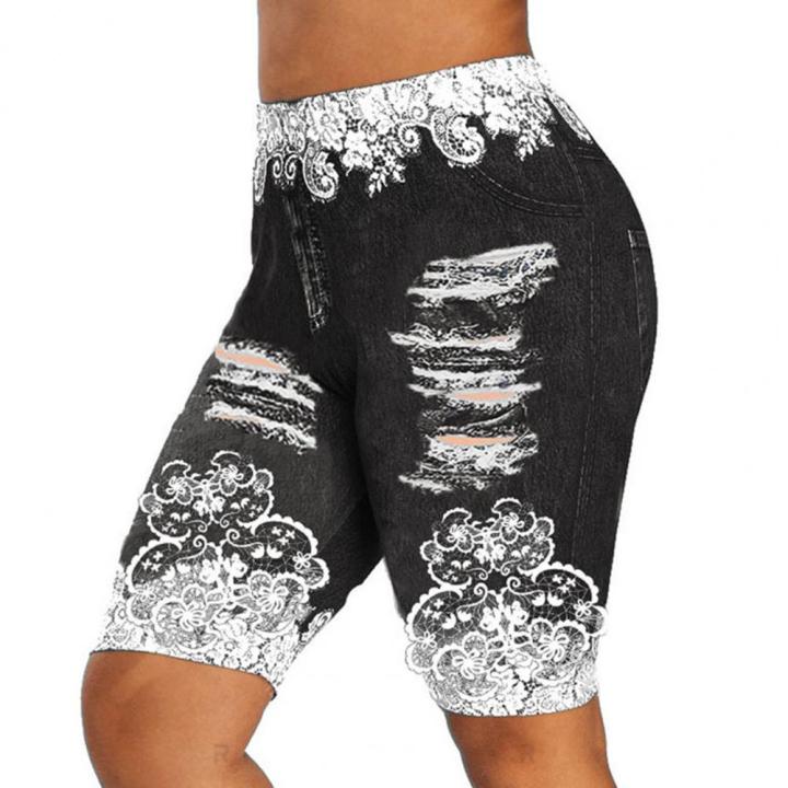 Shorts%20Women%20Print%20Ripped%20Hole%20High%20Waist%20Hip%20Lift%20Leggings%20Female%20Fitness%20Shorts%20Knee%20Length%20Skinny%20Gym%20Shorts%20short%20femme%20-%20Image%202