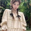 Puff Sleeve Dress Women's Texture2023Summer New Korean Style Sweet and Fresh Petite Short Dress Cake Dress. 
