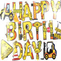 Construction Vehicle Cardboard Party Gala Bunting Letter Banner Happy Birthday Party Decorations. 