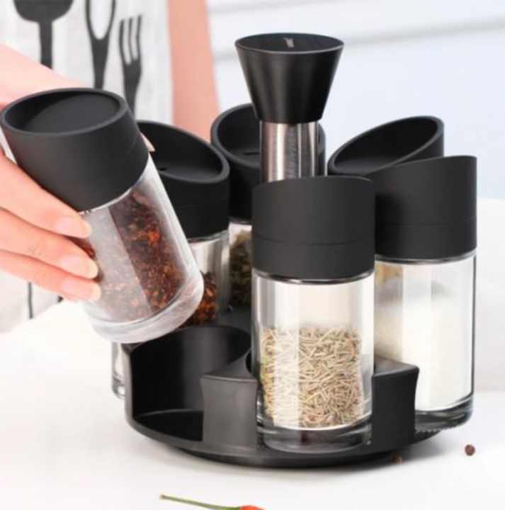Spice Rack 6 pcs rotating spice rack double laye 360 rotating Spice ...
