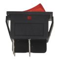 4 Pin Double Pole Single Throw-1 x Rocker Switch-Black, Red. 