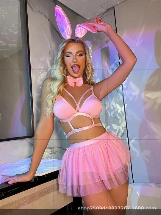 Lingerie%20Set%20Women%20Cosplay%20Bunny%20Girl%20Pink%20Set%20Mesh%20Lace%20lingerie%20Set%20Bodysuit%20Women%20Role%20Play%20Maid%20Costume%20-%20Image%202