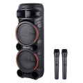 KTS-2058 Partybox Portable Wireless Bluetooth Speaker with Led Light RGB Support with Dual Wireless Mic, FM, AUX, USB, SD Card Karaoke Speaker with 2 Bluetooth Mic Mic Buffel Subwoofer with 2 FM Mic Music Player Party Box KTS Speaker KTS 2058. 