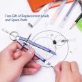 2 Pack Drafting Compass with Lock Math Bow Compass Drawing Metal Compass with Wheel Geometry Compass Bow Divider Precision Student Compass for Art School Office. 