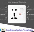 Universal Socket Panel 13A Wall Socket Plug Standard Gray Outlet AC 230V Wall Switch Controls Power Socket. 