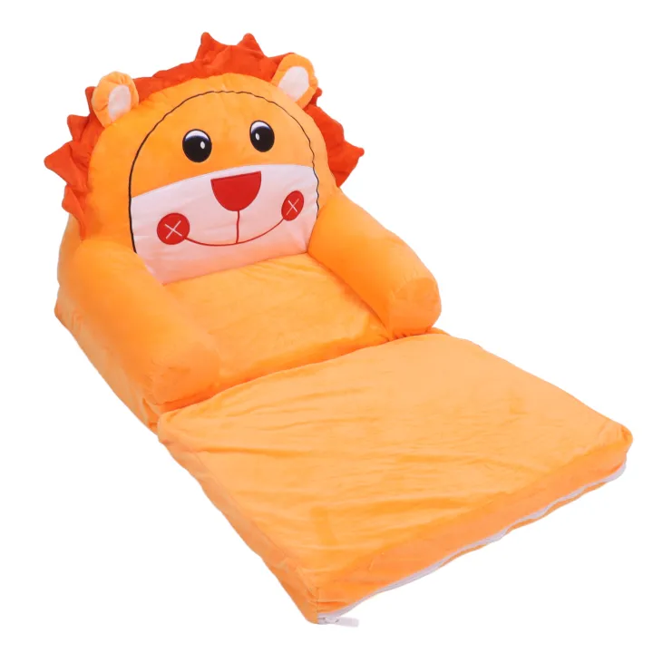 Foldable%20Kids%20Sofa%20Soft%20Flip%20Open%20Cartoon%20Animal%20Toddler%20Couch%20Orange%202%20Layers%20-%20Image%203