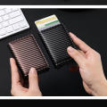 Card Box Rfid Men'S Anti-Theft Card Holder Automatic Degaussing Pop-Up Pu Leather Large Capacity Aluminum Alloy Card Holder Mini Wallet. 