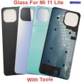BBYP Glass Back Lid For Xiaomi Mi 11 Lite Hard Battery Cover Mi 11 Lite Fashion 5G NE Rear Door Housing Panel Case + Sticker Adhesive Glue. 