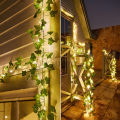Auoyo 2M / 5M Fake Vines with 20 / 50 LED  Outdoor String Lights Artificial Plants Patio Decor Hanging Fake Ivy Greenery Garland Plants Fake Leaves For Balcony Decor / Outdoor Wall Decor / Garden Decor / Party. 