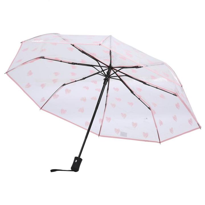 Fashionable%20Heart%20Pattern%20Portable%20Transparent%20Automatic%20Three%20Folds%20Folding%20Rain%20Umbrella%20-%20Image%203