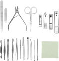 19PCS Set Manicure Set Professional Nail Clippers Kit Pedicure Care Tools, Stainless Steel Grooming Tools With Travel Case for Travel & Home. 