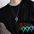 Gift Glow In The Dark Wolf Pendant Necklace Punk Hiphop Animal Sweater Chain Luminous Vintage Glowing Necklace Men Boy. 