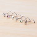 1PC 20g Surgical Steel Nose Stud Ring Nose Piercing for Women Cat Alien Flower Leaf CZ Inlaid Nose Screw Rings Body Jewelry Gift. 