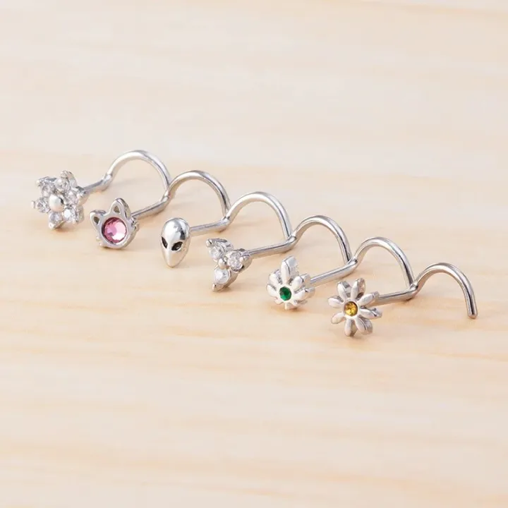 1PC%2020g%20Surgical%20Steel%20Nose%20Stud%20Ring%20Nose%20Piercing%20for%20Women%20Cat%20Alien%20Flower%20Leaf%20CZ%20Inlaid%20Nose%20Screw%20Rings%20Body%20Jewelry%20Gift%20-%20Image%202