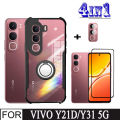 4In1 Vivo Y21d Shockproof Phone Case for Vivo Y31 5G 2025 Y21D Anti Spy Privacy Tempered Glass Screen Protector + Mobile phone holder+Lens Film. 