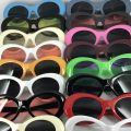 Bold Retro Oval Mod Thick Frame Sunglasses Clout Goggles with Round Lens 51mm. 